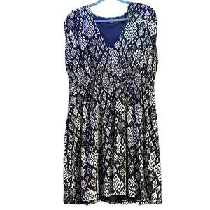 Old Navy Sleeveless Black & White Dress - Scrunched Waist & Shoulders - Size XL